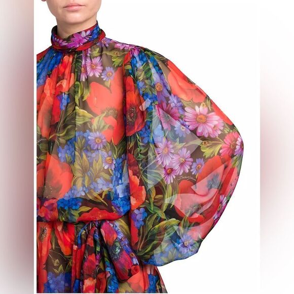 Dolce&Gabbana Floral Silk Chiffon Mini Dress size 38/ us size 2 - Picture 3 of 13
